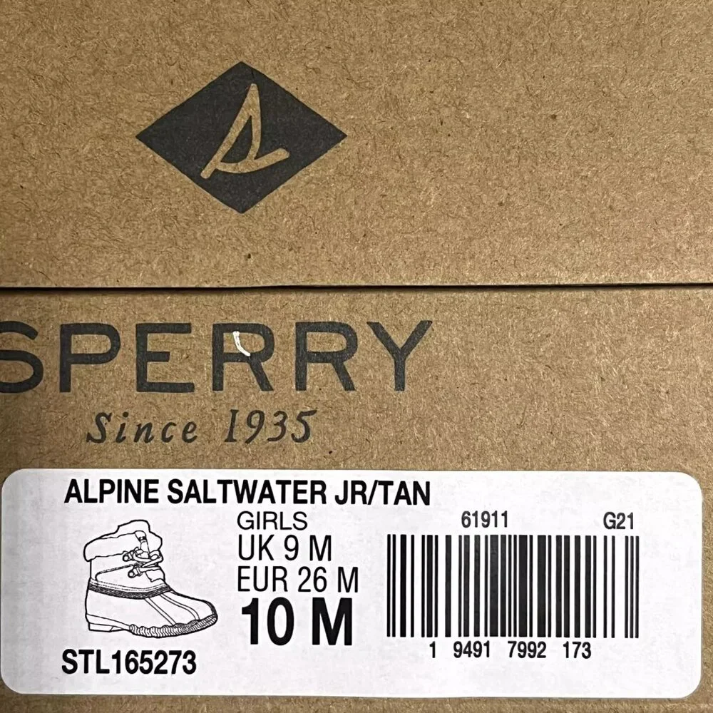 Sperry Alpine Saltwater Toddler Girls Duck Boots Size 10 Brown/Tan Faux Fur Trim